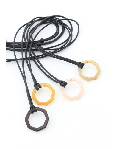 Pendentifs acétate octogonal plat sur cordon en coton