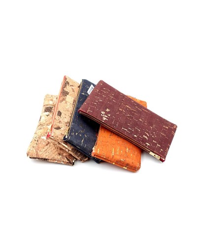 Pochettes zippées en liège dorés