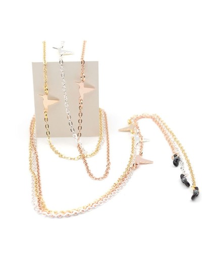 Golden metal chains with small humming-birds