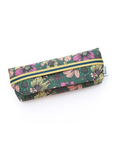 Green Jacquard case with flower pattern