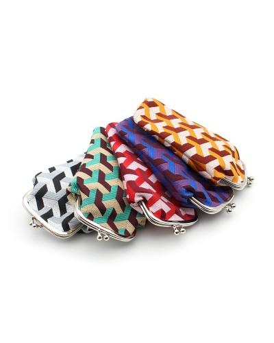 Geometric pattern clasp purses