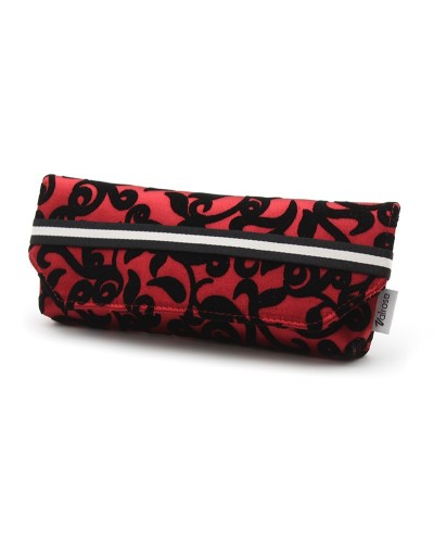 Etui en jacquard flocké rouge