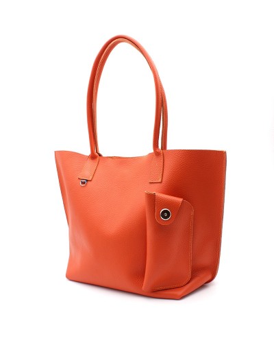 Inséparables - Grands cabas en cuir avec étui extérieur Orange