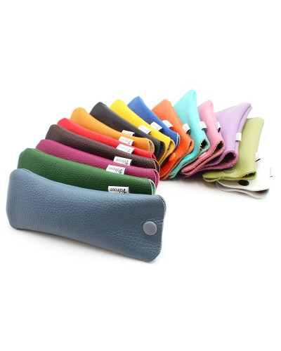 Étuis à lunettes en cuir avec bouton pression